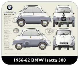 BMW Isetta 300 (4 wheel) 1957-62 Place Mat, Small